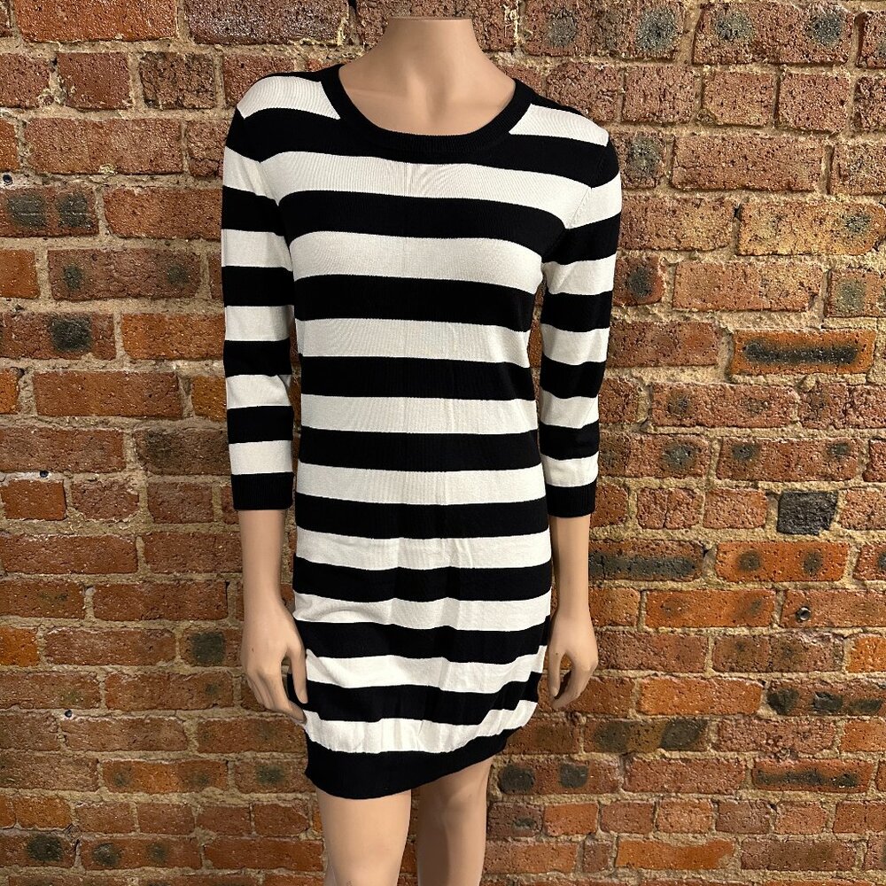 VGC French Connection Black & Cream Sweater Dress SZ 10